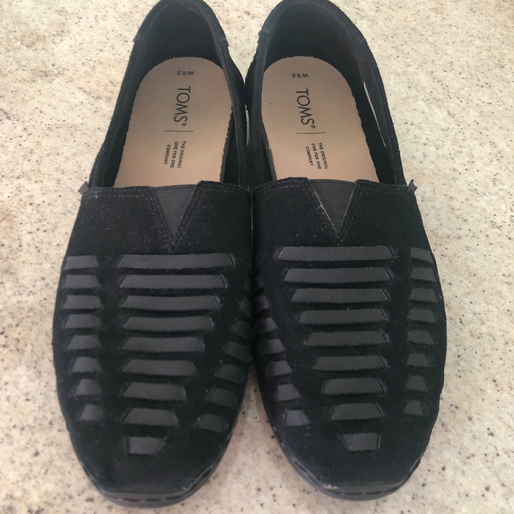 Like New TOMS Womens Alpargata Leather Wrap Espadrille Slip On Loafers Sz 9.5